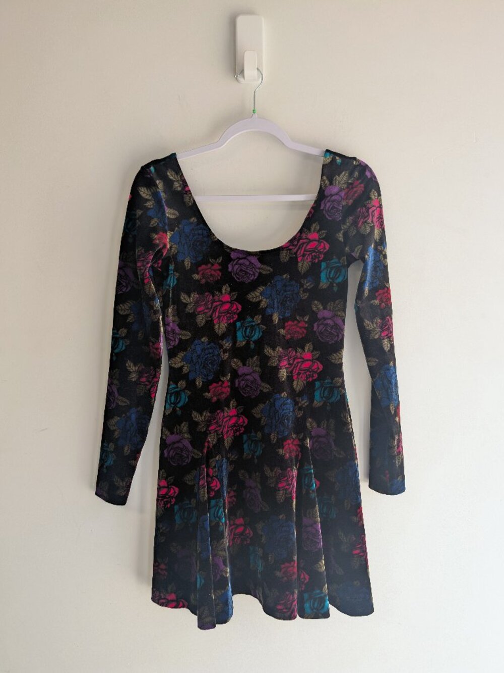 Betsey Johnson Y2K Floral Velvet Skater Dress